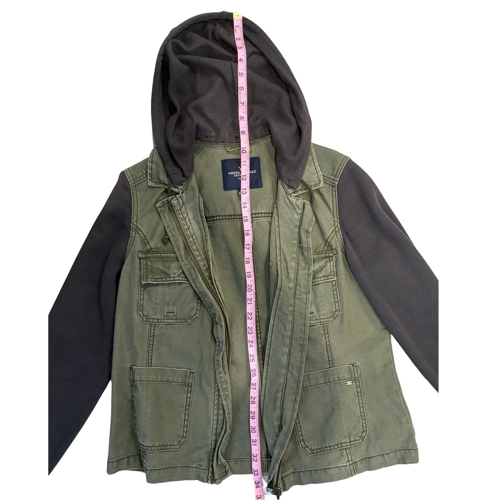 American Eagle Olive Green Utility Jacket Hoodie Women’s Size Large - Picture 7 of 12